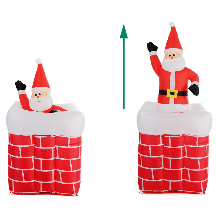 Oppustelig julemanden med skorsten 178 cm oplyst