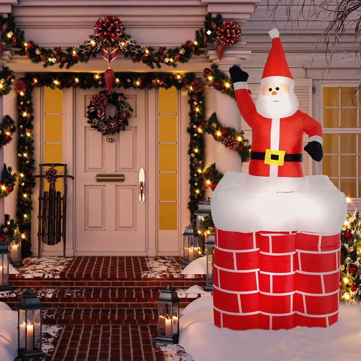 Oppustelig julemanden med skorsten 178 cm oplyst