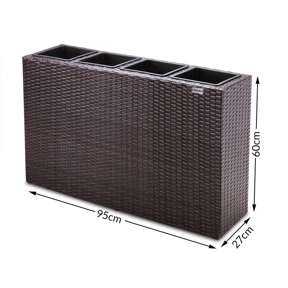 Rattan Planter Brown 95x27x60cm