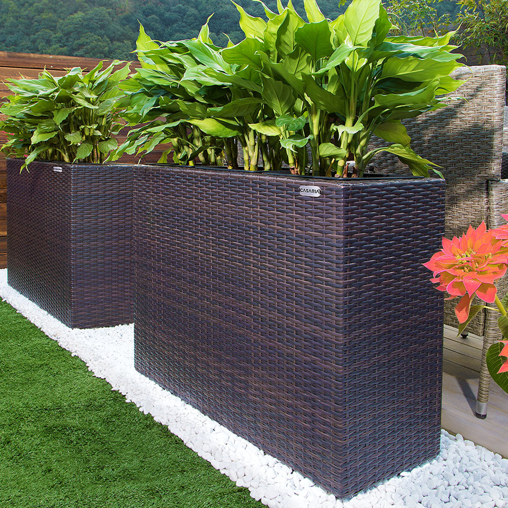 Rattan Planter Brown 95x27x60cm