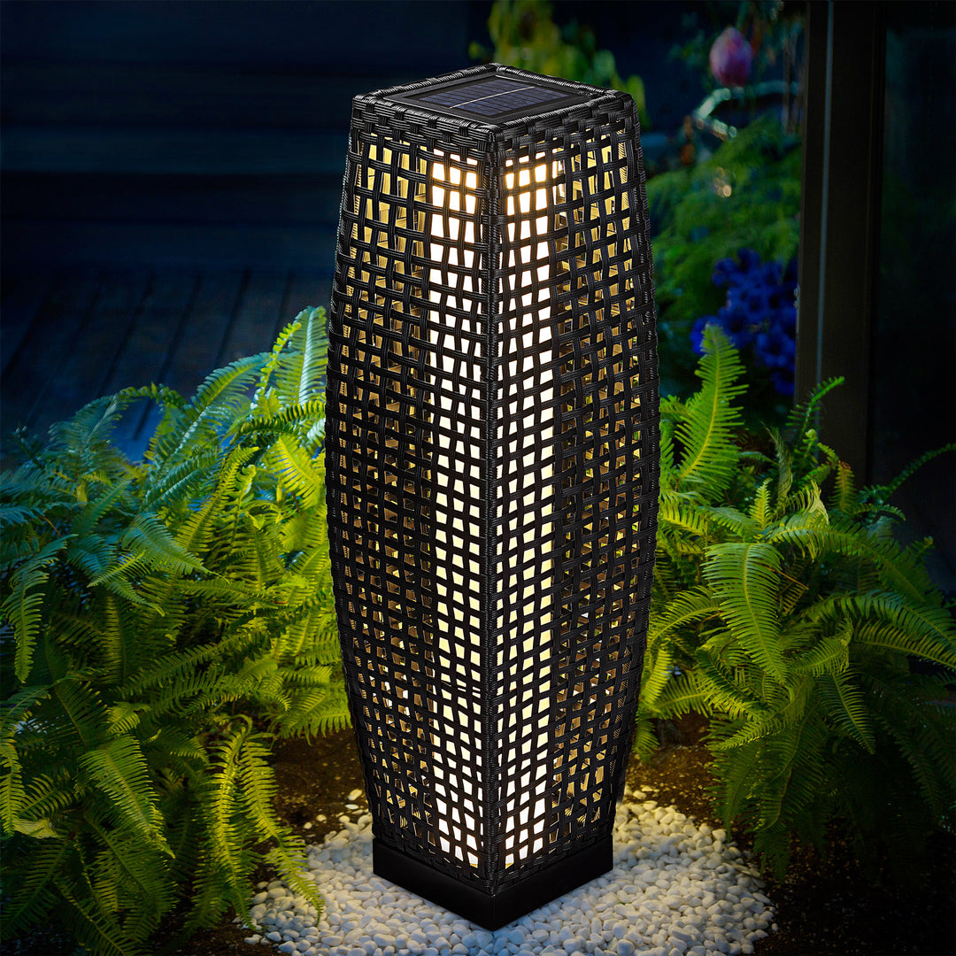 Solar Rattan Garden Light 80 cm Patio med bevægelsessensor