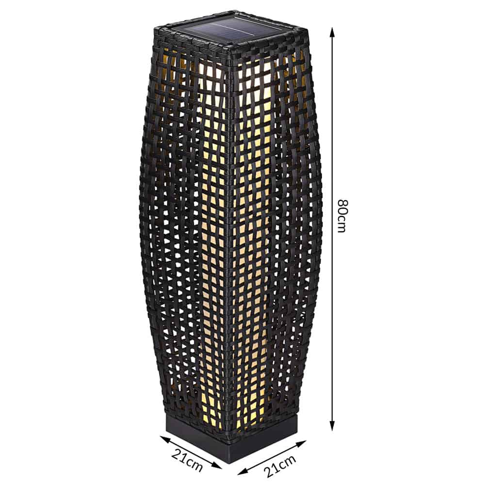 Solar Rattan Garden Light 80 cm Patio med bevægelsessensor