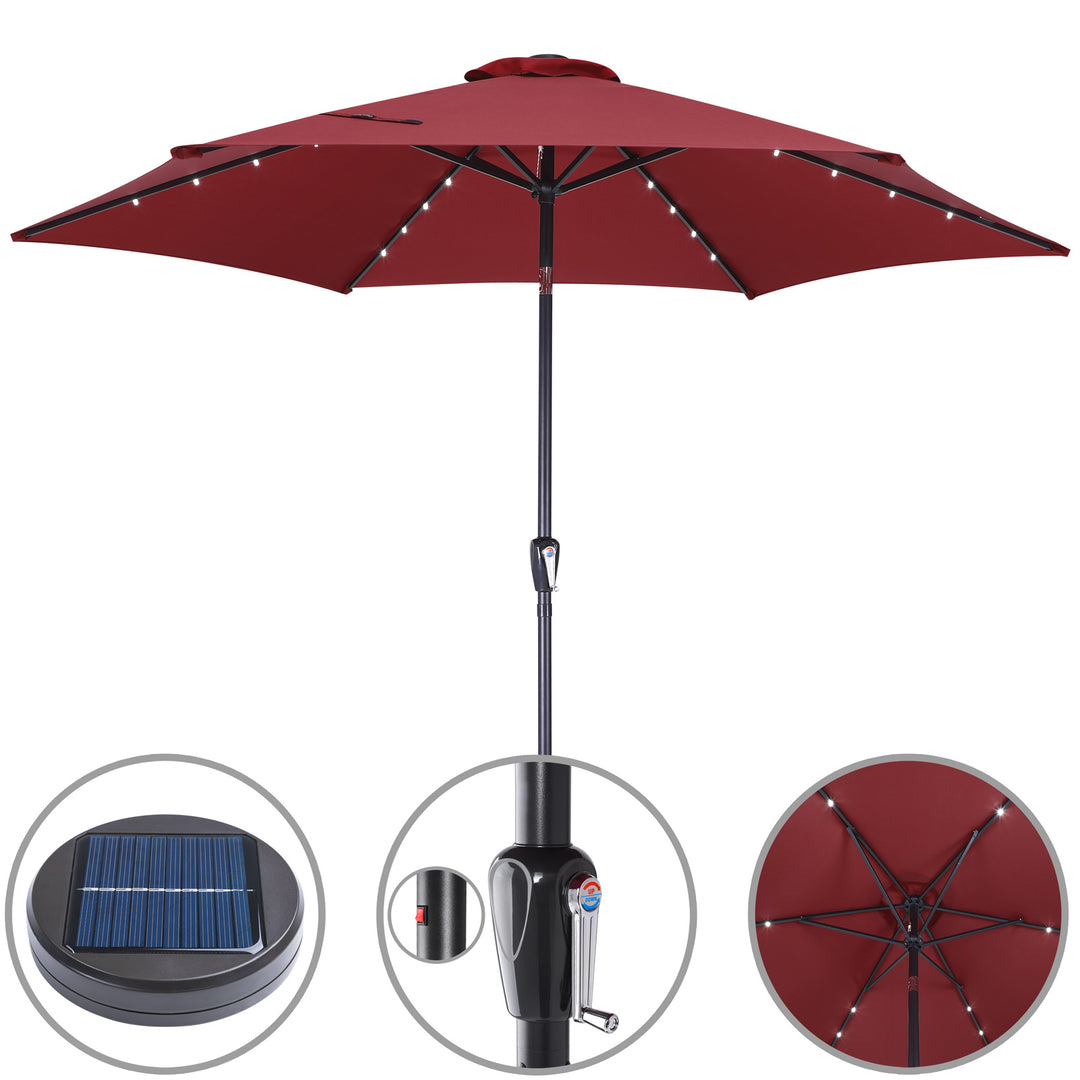 LED Solar Parasol Florida Red 300 cm