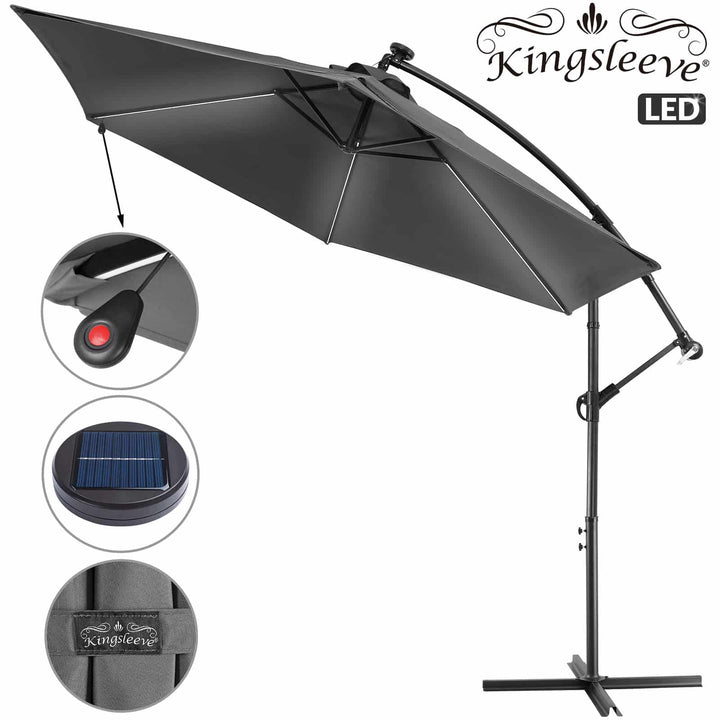 Solar Cantilever Parasol Mali Anthracite 3.3m Crank & Tilt Wit LED