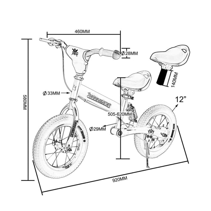 Balance Bike Rennmeister 12 Pink med sidestand