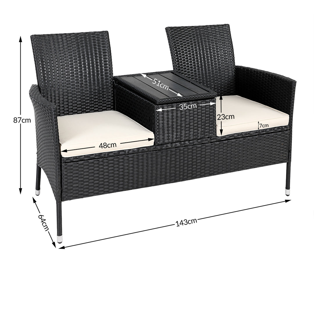 Polyrattan Jack & Jill Bench Black