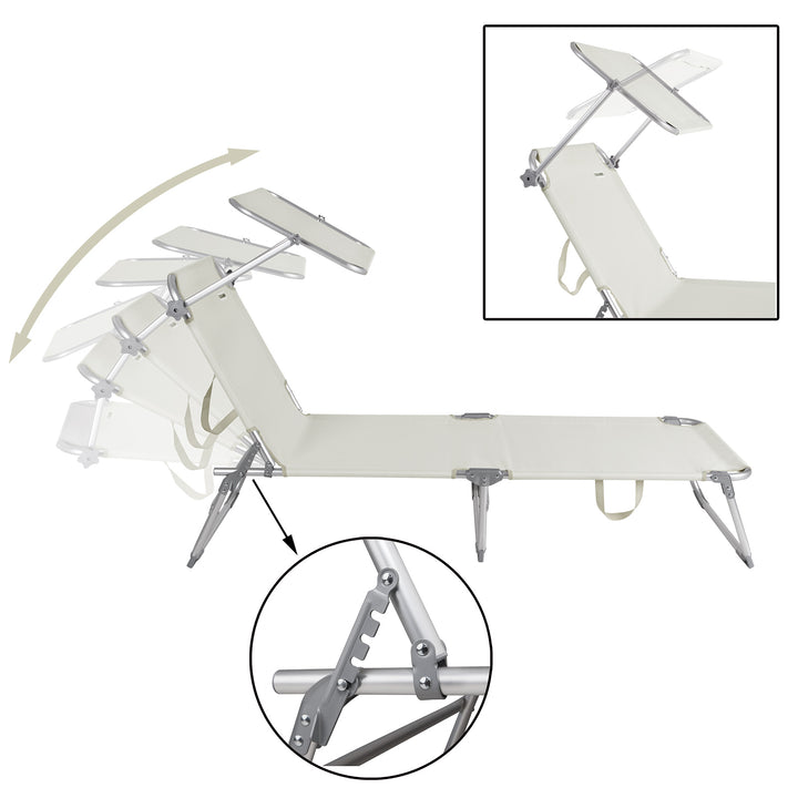 Sun Lounger Ibiza Cream Aluminium med baldakin