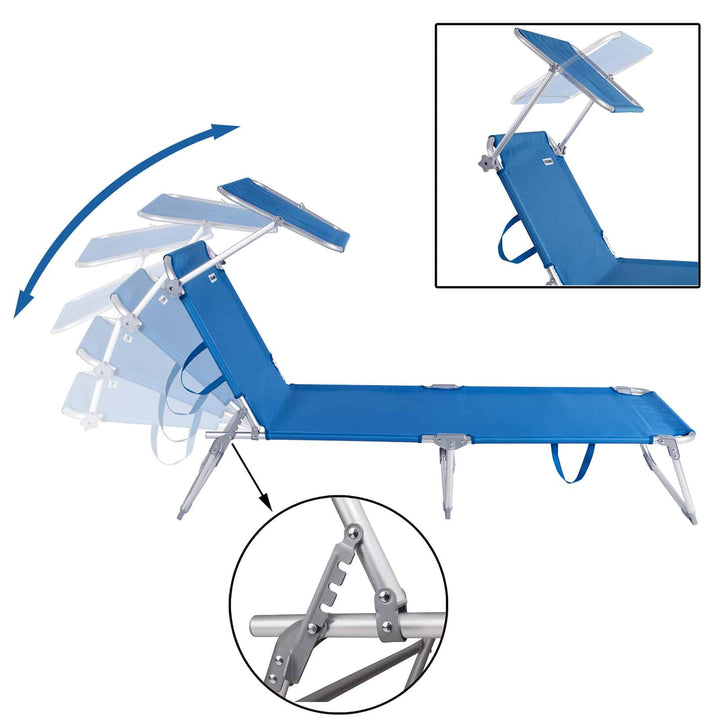 Sun Lounger Ibiza Blue Aluminium med solskygge