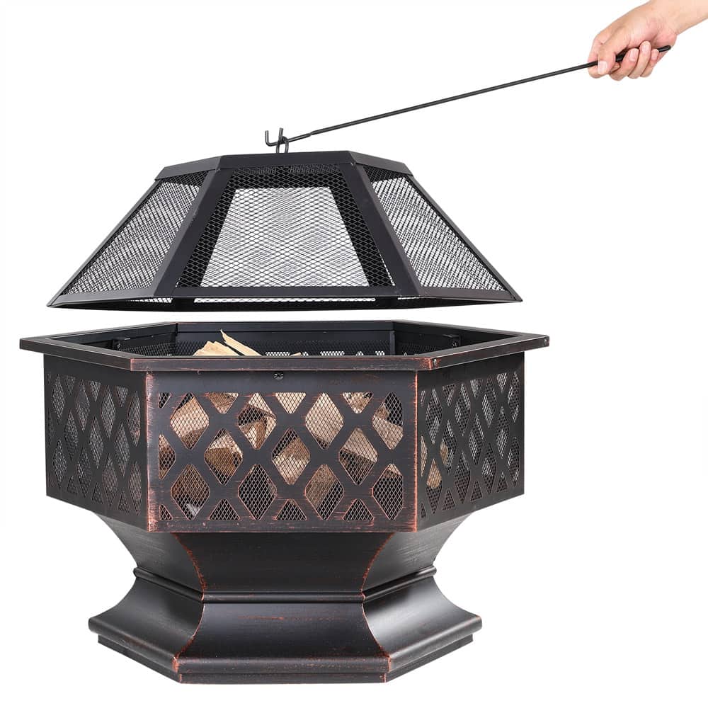 Fire Pit Steel Hexagonal 70 cm