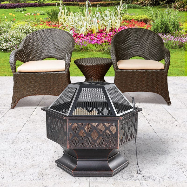 Fire Pit Steel Hexagonal 70 cm