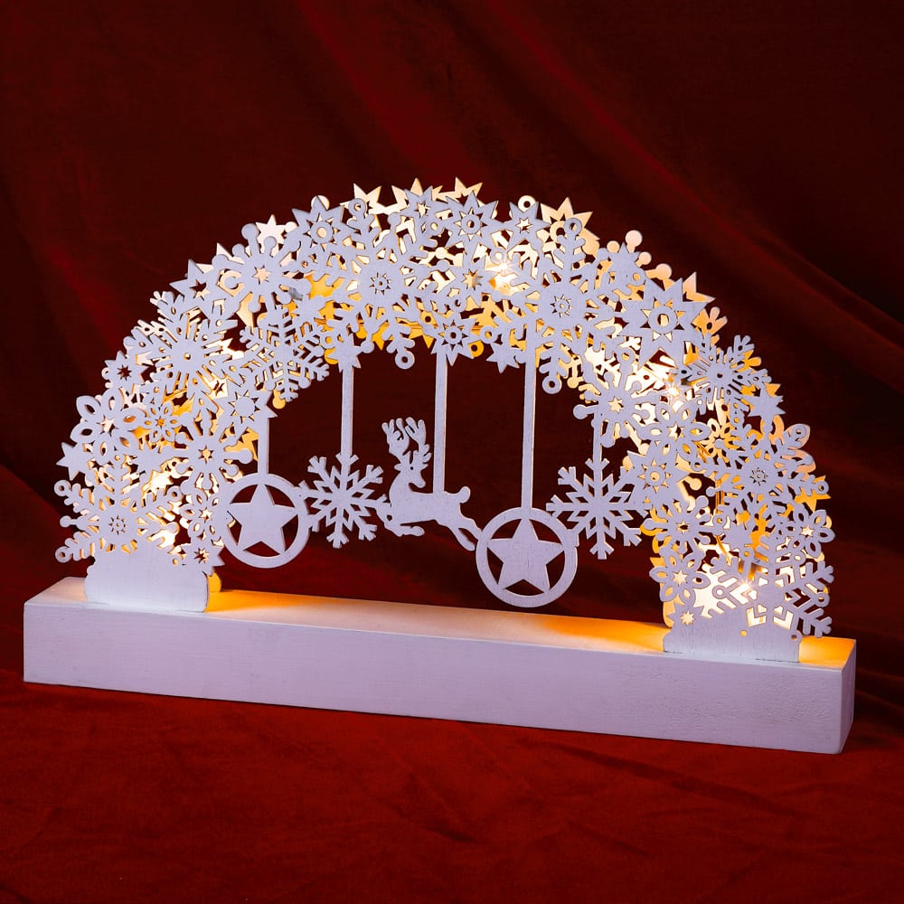 Led Candle Arch White Snowflake