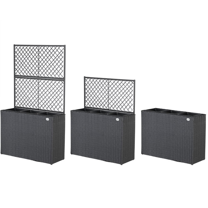 Rattan Trellis Planter Black 83x30.5x146cm