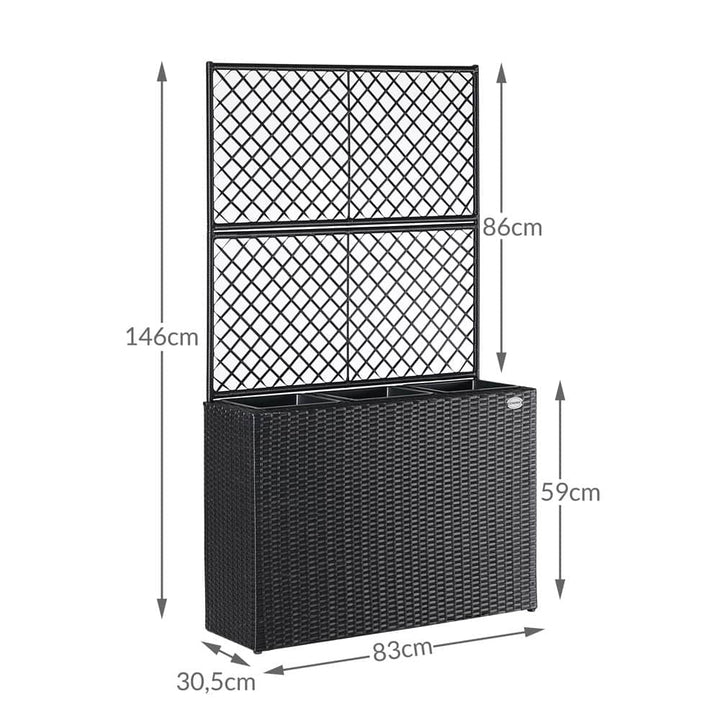 Rattan Trellis Planter Black 83x30.5x146cm