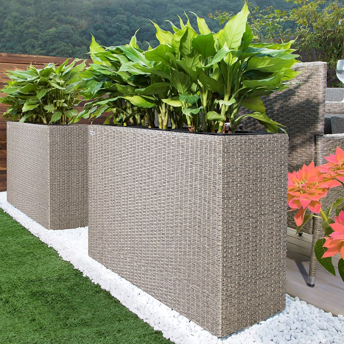 Rattan Planter Cream 95x27x60cm