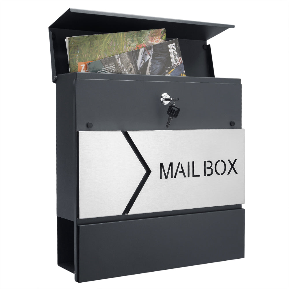 Mailbox Anthracite/Silver med Nyhedsbrev Box Wall monteret