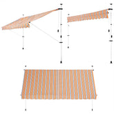 Klemme markise orange/sort/hvid 200 cm