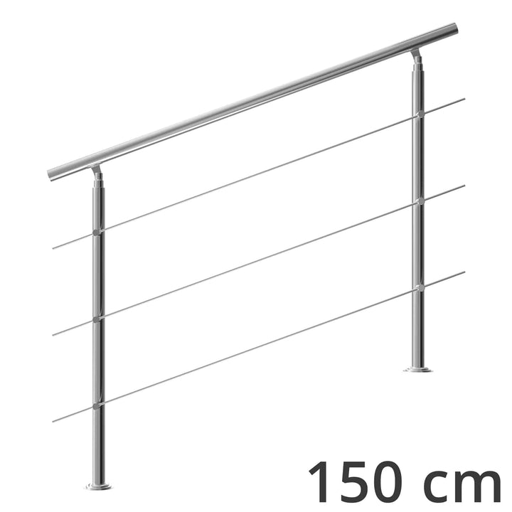 Banister rustfrit stål 150 cm 3 tværstykker