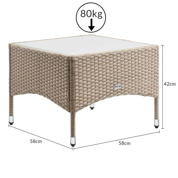 Rattan sidebord Grå/beige 1.9x1.9x1.4ft