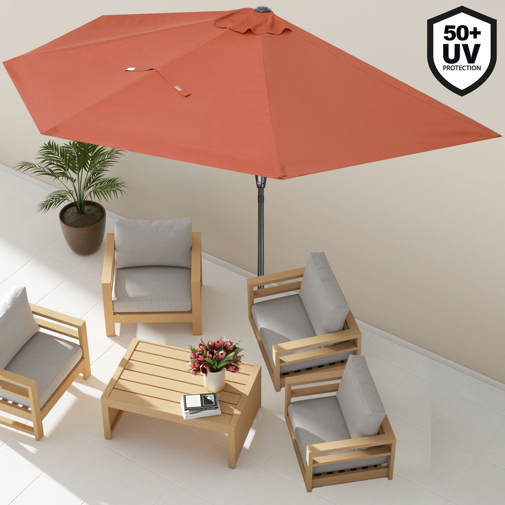 Halv parasol terracotta 2,7 m UV beskyttelse 50+