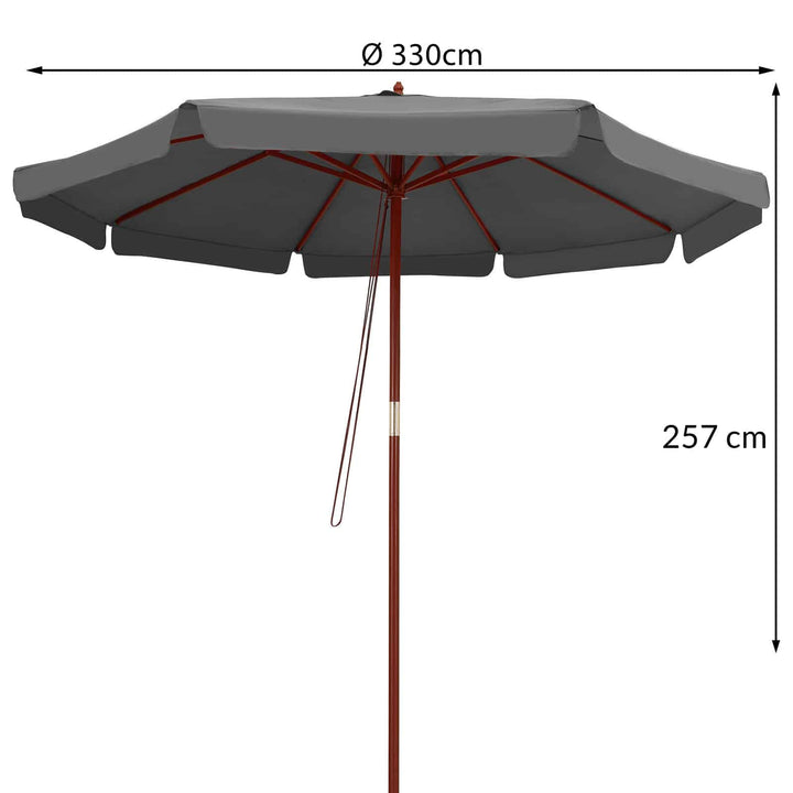 Parasol Anthracite Wood 3,3 m UV-beskyttelse 50+