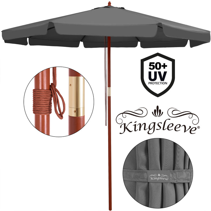 Parasol Anthracite Wood 3,3 m UV-beskyttelse 50+