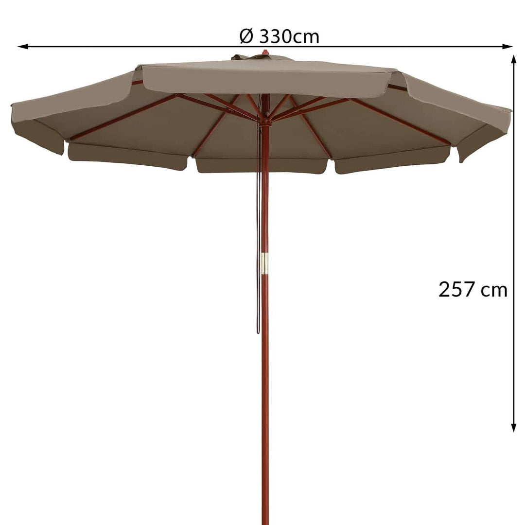 Parasol Taupe Wood 3,3 m UV-beskyttelse 50+