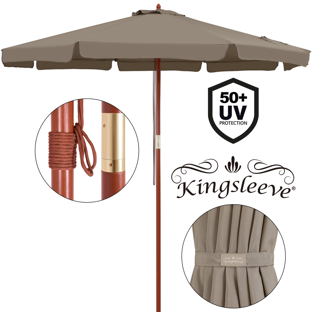 Parasol Taupe Wood 3,3 m UV-beskyttelse 50+