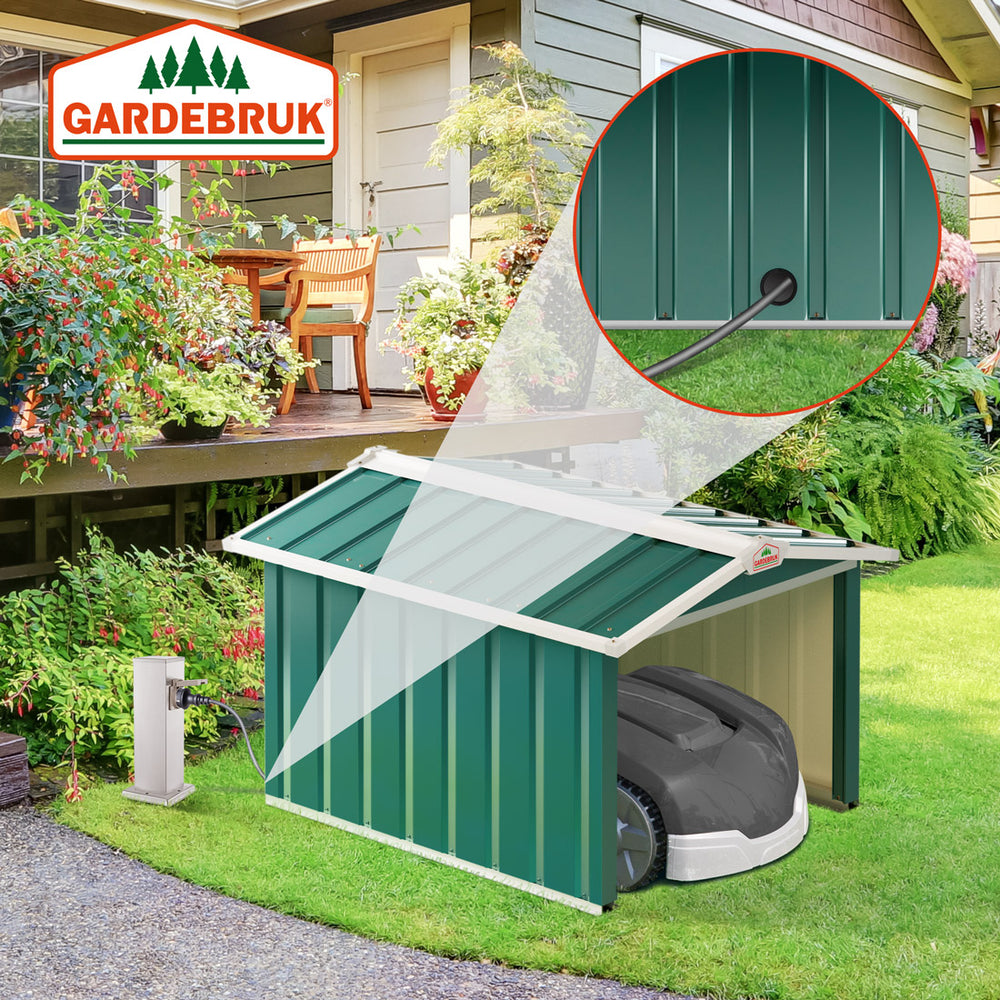 Robot Mower Garage Green Metal med gavlak