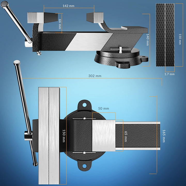 Vice Steel 150 mm sort med roterende base