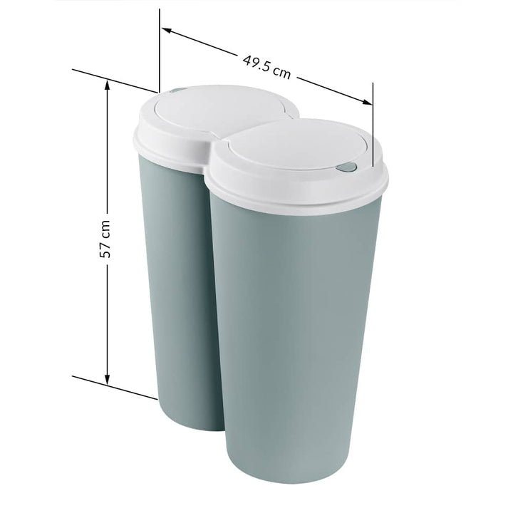 Dobbelt skraldespand grøn plast 2x25L