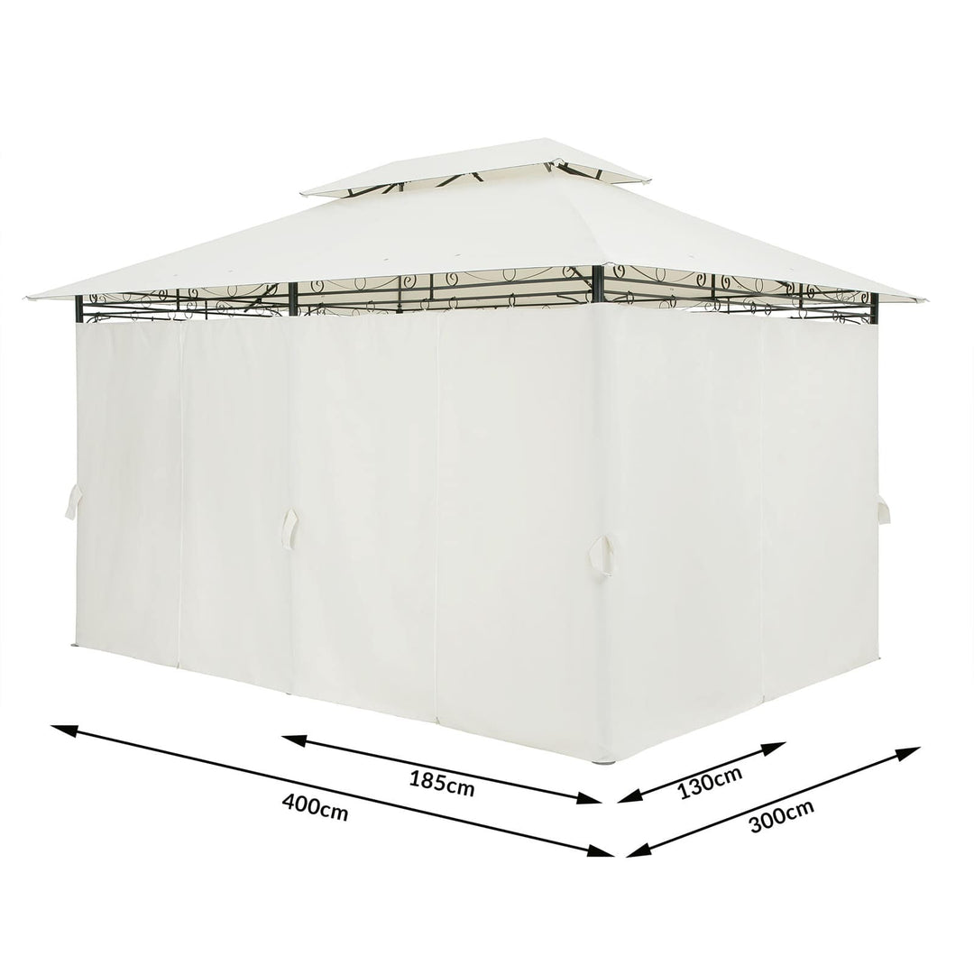 Metal Gazebo Topas Cream 3x4m med sidepaneler