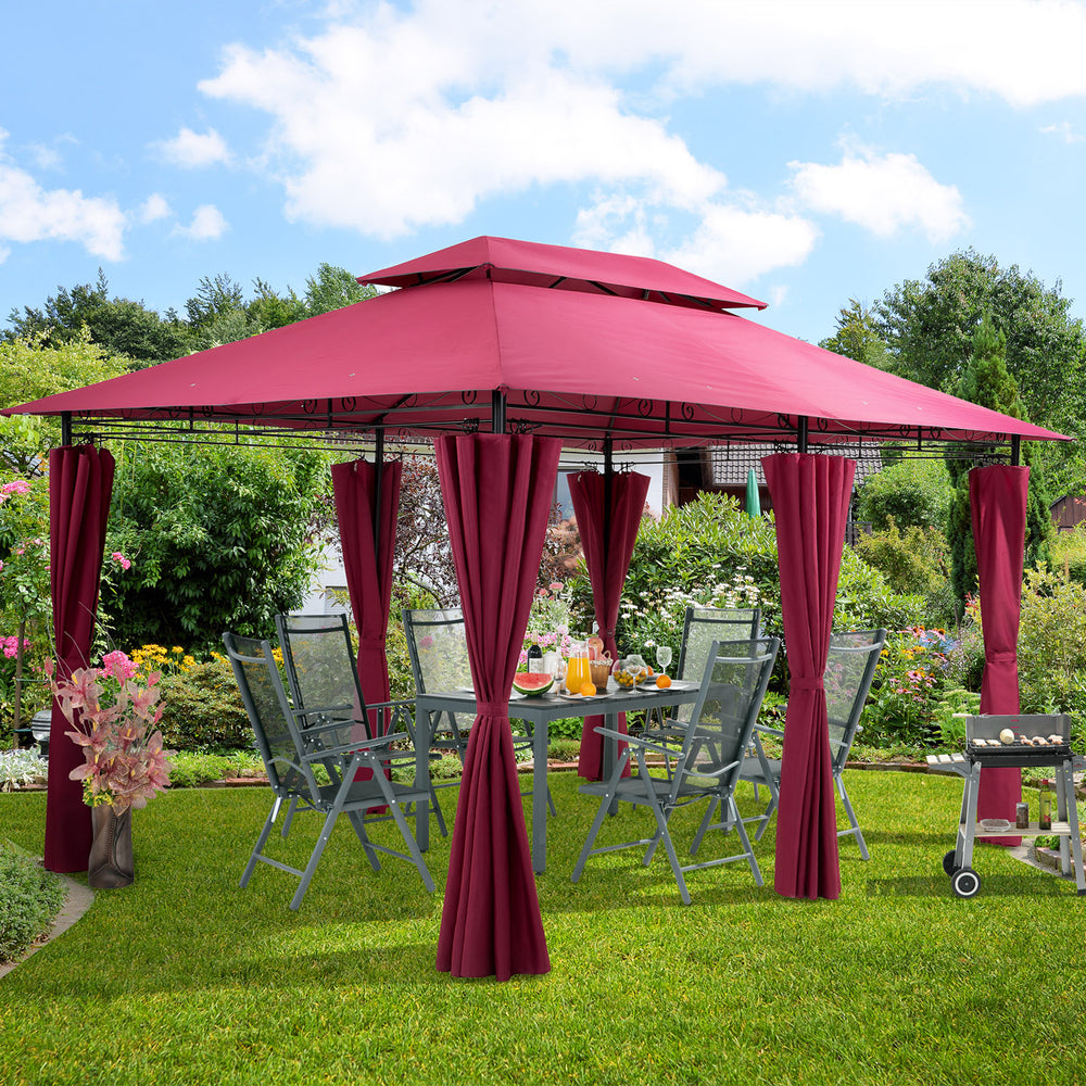 Metal Gazebo Topas Red 3x4m med sidepaneler