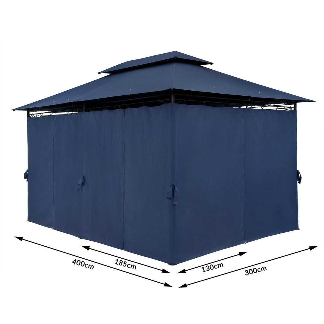 Metal Gazebo Topas blå 3x4m med sidepaneler