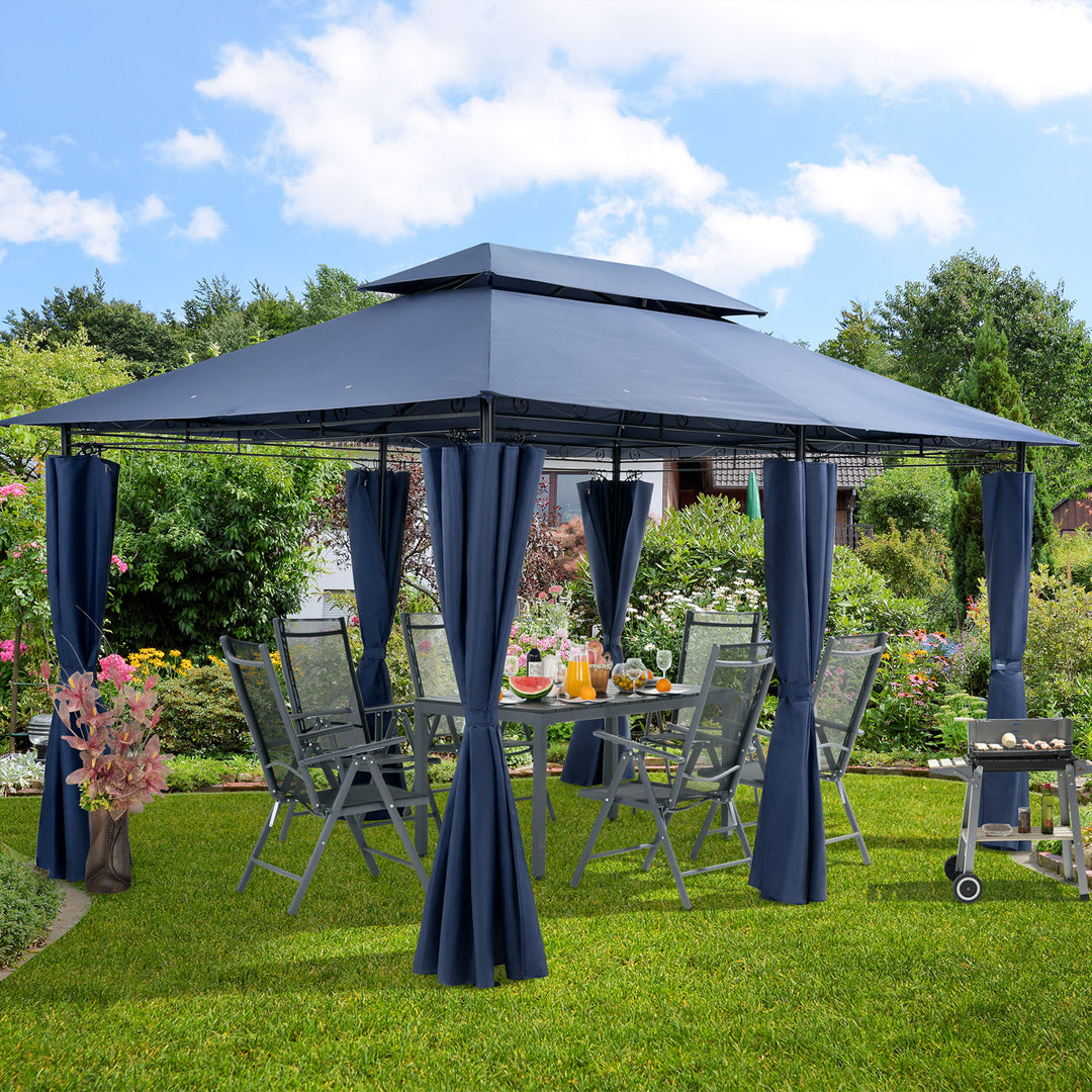 Metal Gazebo Topas blå 3x4m med sidepaneler