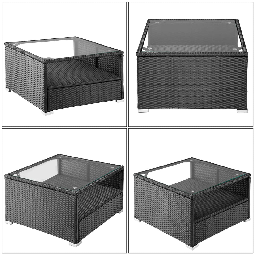 Polyrattan Ecklounge XXL Schwarz/Anthrazit Inkl. Kissen