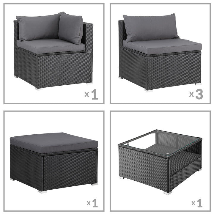 Polyrattan Ecklounge Schwarz/Anthrazit Dicke Rückenpolster