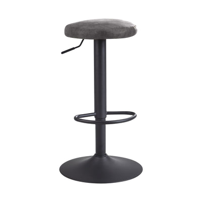 Roterende barstol / bistrostol, grå ruskind skammel uden ryglæn, 58-79 cm