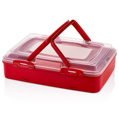 Takeaway opbevaringskasse / boks / bærekasse til mad, praktisk håndtag, rød