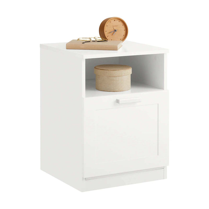 Enkelt sidebord / natbord / sengebord i skandinavisk design, 39 x 39 x 55 cm, hvid