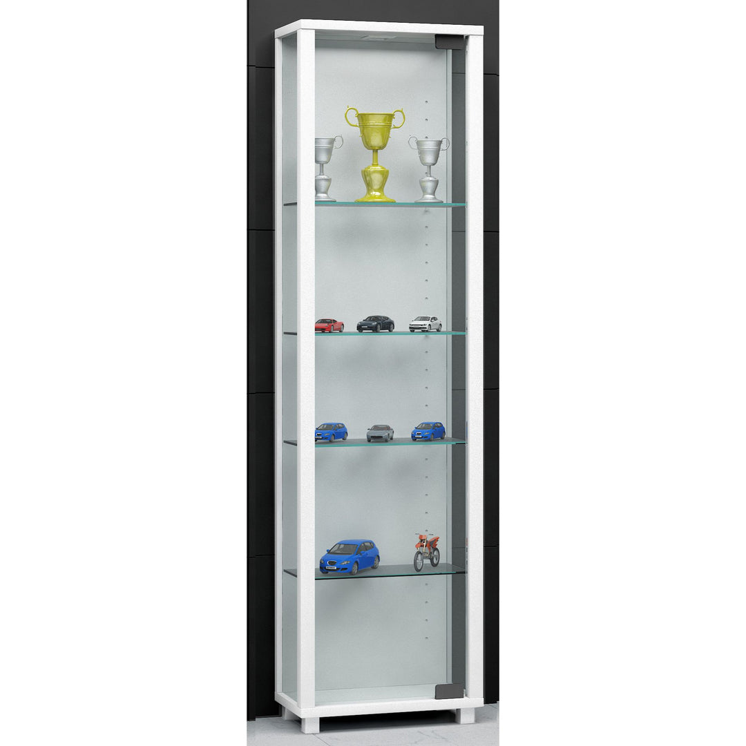 Gulvstående vitrineskab | Inkl. LED-belysning, 113 x 33 x 18 cm, hvid