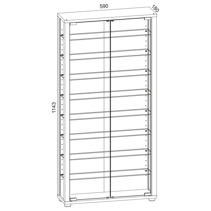 Gulvstående vitrineskab med spejl, 115 x 59 x 18 cm, sort
